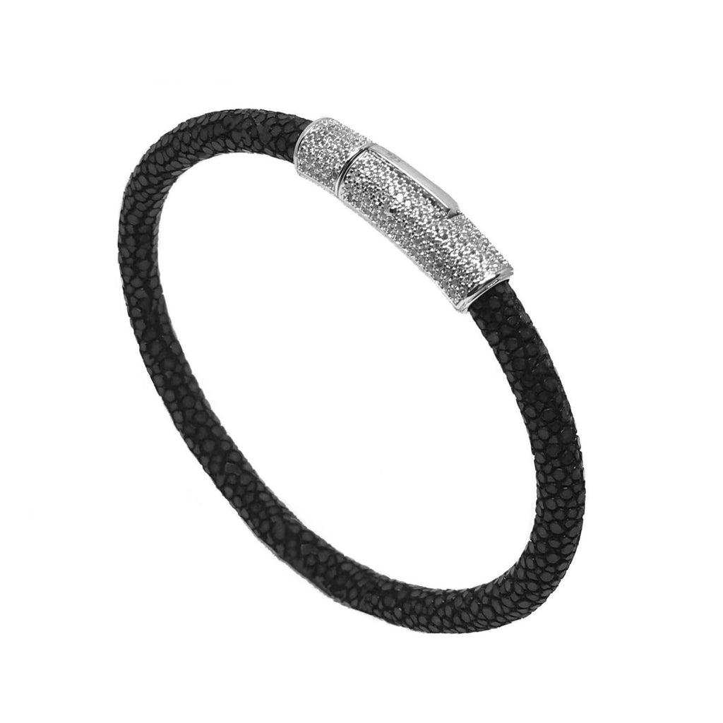 Nixir/ Silver jewelry/ London/ Men's bracelet/ stingray leather/ Handmade jewelry